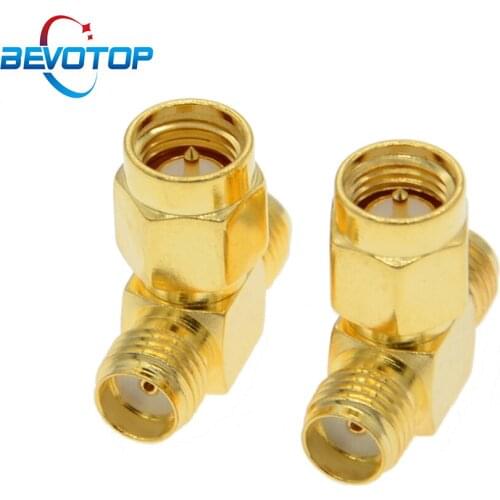 2 PCS/lot T Type SMA Male Plug to 2 Dual SMA Female Jack Triple T RF Coax Adapter Connector 3 Way SMA Male to 2 Female Adapter