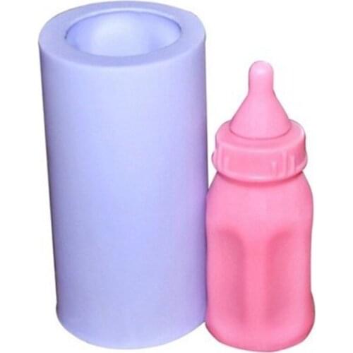 4Pcs/Lot 6x6x11.5cm 3D Baby Feeding Bottle Silicone Mold Nursing Bottle Candle Silicone Soap Mould Fondant Cake Decoration Molds