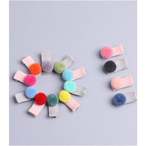 50pcs Fashion Cute Pom Pom Ball Girls Hairpins Solid Kawaii Candy Colors Hair Clips Hair Accessories Headwear Drop Shipping Mix