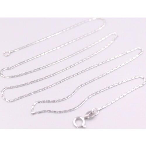 Pure 18K White Gold Chain 0.9mm Bamboo Link Necklace Stamped Au750 For Women Gift 45cm / 1.5-1.6g