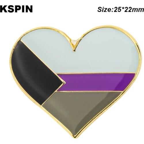 Demisexual Pride heart shaped Badge Symbol Pin Metal Badges Decorative Brooch Pins for Clothes Brooch Jewelry XY0760