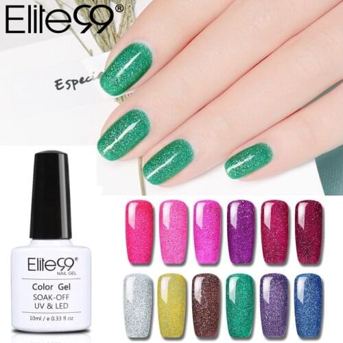 Elite99 10ml Neon Glitter Gel Nail Polish Semi Permanent Rainbow Nail Gel Varnish Soak Off UV LED Gel Polish Nail Art Lacquer