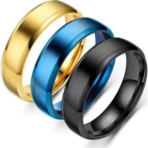 European and American New Jewelry 6mm Double Beveled Titanium Steel Ring Fashion Men and Women Stainless Steel Ring Jewelry Gift