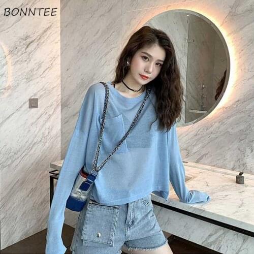 T-Shirts Women 6 Colors Summer Ladies Tops Sun-proof Loose Students Style Sheer All-match Simple Chic Harajuku Streetwear Ins
