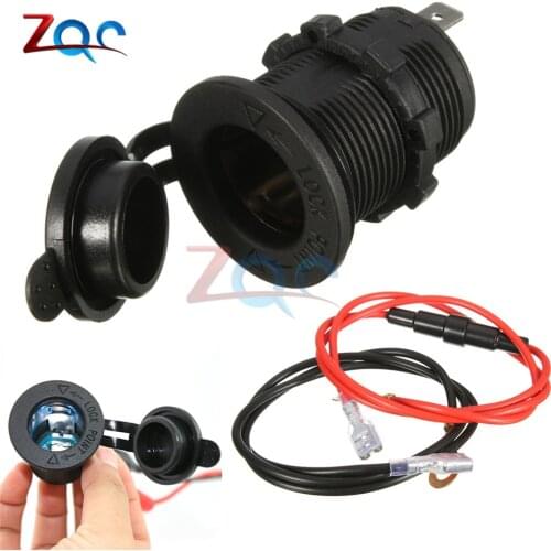 Waterproof 12V-24V Car Motorcycle Female Cigarette Lighter Power Socket Outlet with 1.5M Fuse Line Wire for GPS Cellphone MP3