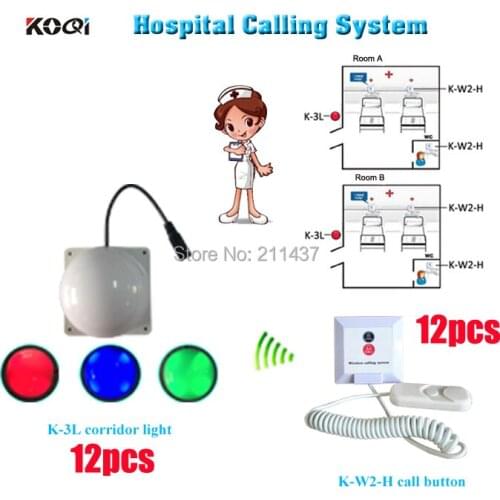 Hotsale emergency call for hospital K-W2-H installed on each patient bed and room light for nurse from outside DHL free shipping