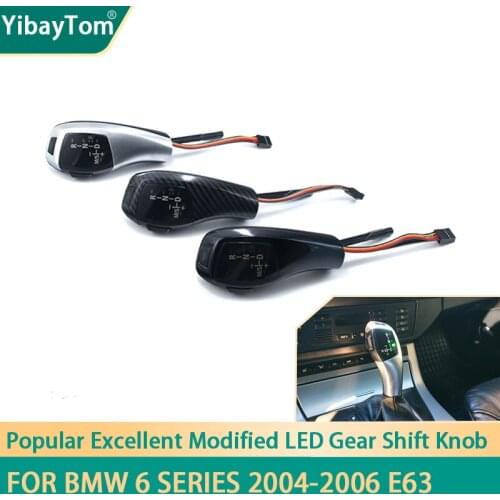Modified Excellent Replacement LED Gear Shift Knob For BMW 6 Series Convertible Pre-LCI 2004-2006 E63 LHD Carbon Fiber Pattern