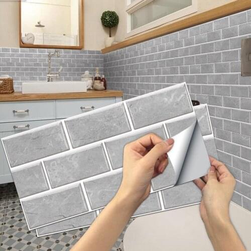 Chinese Classical Tile Marble Cyan Brick Pattern Stair Elevation Living Room Bathroom Multipurpose Wall Sticker 15*30cm*6pcs