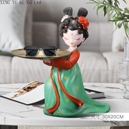 Chinese Style Creative Storage Decoration Character Statue Sculpture Decoration Living Room Home Decoration Accessories