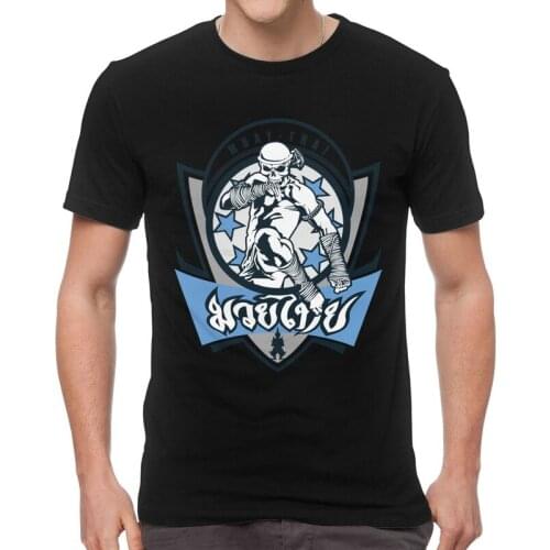 Muay Thai T Shirt Mens Cotton Printing T-shirts Streetwear Tshirt Short Sleeve Skull Arrow Badge Tees Tops
