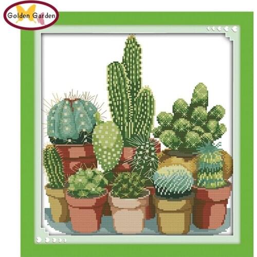 GG Cactuses Joysunday Embroidery Floss Cross Stitch Needlework Counted Cross Stitch Kit For Embroidery Chinese Cross Stitch Kits