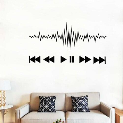 Music theme wall stickers vinyl waterproof wall stickers music playback pause sonic decals home music decoration wall stickers15
