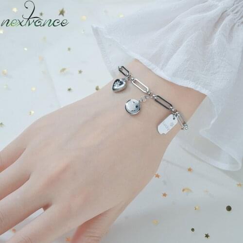 Nextvance Fashion Letter Bracelet Smile Face Silver Color Cross Multilayer Chain Wholesale for Women Lover Birthday Gift Jewelry