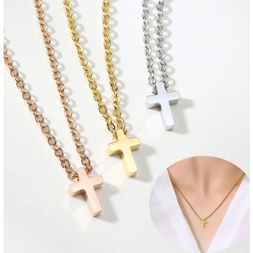 New Cross Necklaces Jesus Pendants Women Stainless Steel Crucifix Christian Ornament Prayer Jewelry Friend Gift