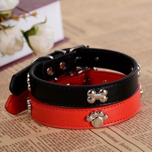 Solid Pu Leather Dog Collar Adjustable 8-11'' Cute Accessories Studded Collars For Small Dogs Size S M L drop shipping