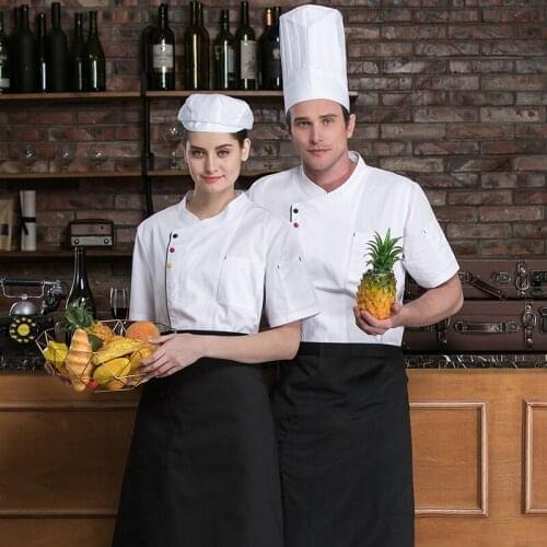 Bakery Short Sleeve Cook Kitchen Jacket Men and Women Master Chef Uniform Catering Restaurant Canteen Barber Shop Workwear Shirt