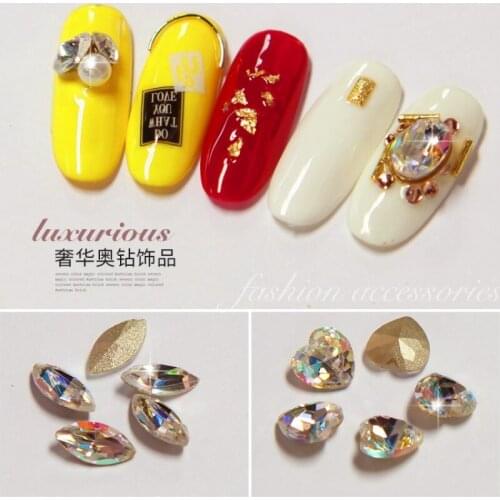 10Pcs Nail Art AB Colors Charms Super Shiny Nail Art Jewelry For Nail Art Decoration Sharp Bottom Gems Manicure AB Stones