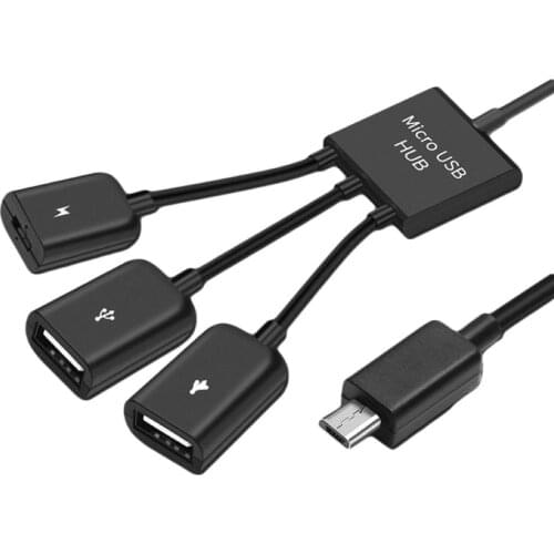 Portable 3 in 1 Micro USB Hub Male to Female USB OTG Data Cable Adapter Converter Hub for Mobile Phone