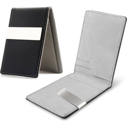 Portable Leather Money Clips Wallet Multifunctional Thin Card Purses Men Women Metal Clamp For Money Cash Holder Business Simple