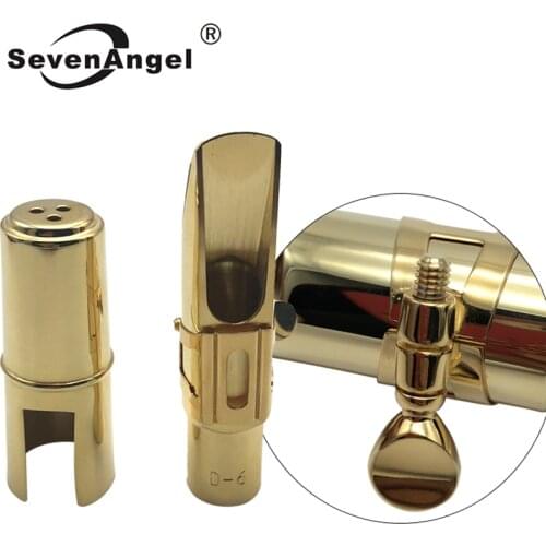 SevenAngel Professional Alto Tenor Soprano Saxophone Metal Mouthpiece Gold Lacquer Brass Mouthpiece Sax Mouth Pieces 56789