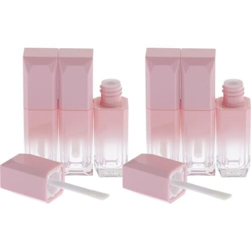 6Pcs Empty Square Lip Gloss Tube Small Lipstick Vials DIY Lip Balm Sample Cosmetic Container Jars Bottle Pink