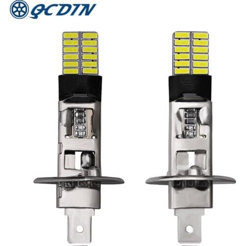 QCDIN 2Pcs 3W H1/H3 Headlight Bulbs LED Car Auto Headlamp 12V Automobile Brake Lights Fog Lamp High Brightness Car Parts