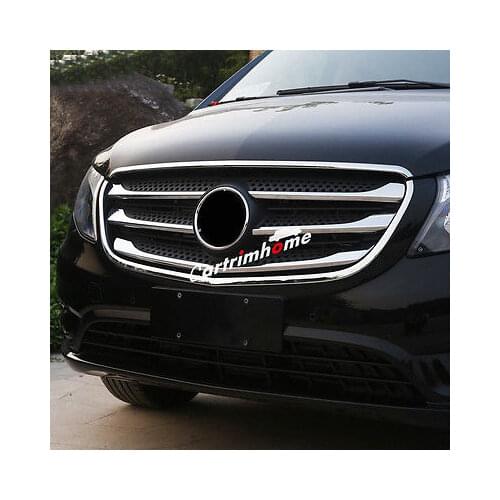 Center Grill Grille + Stripe Cover Trim 7pcs For Mercedes-Benz Vito 2014-2017
