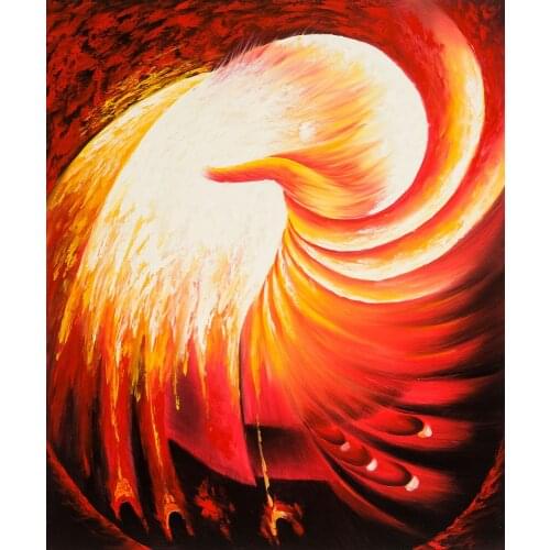 Christmas Gift Abstract Animal Painting Canvas Art Oil Painting for Office Wall Decor Pheonix Phenomenon 100% Handmade
