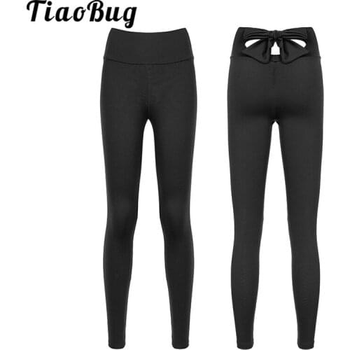 Women High Waist Bowknot Ruched Stretchy Leggings Trousers Gym Running Yoga Workout Fitness Sports Ballet Tights Dance Pants