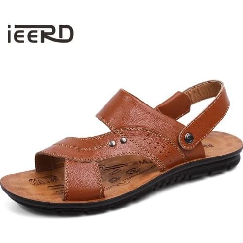 New Genuine Leather Sandals Men Dual Slippers Men Classics Comfort Beach Sandals Hot Sale