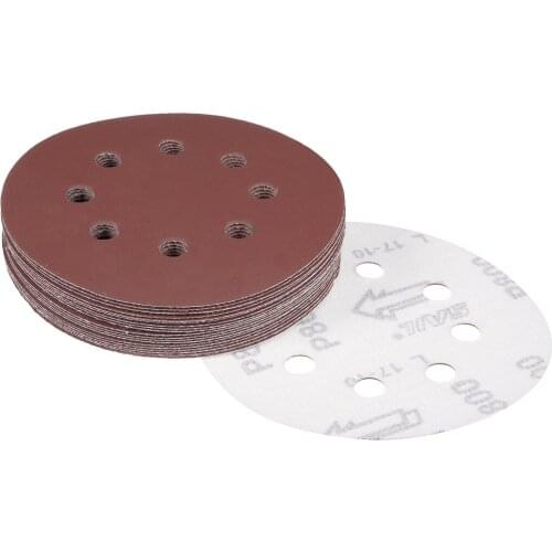 Uxcell 20Pcs 5 Inch 8 Hole Hook and Loop Sanding Disc 800 Grit Flocking Sandpaper Random Orbital Sander Paper