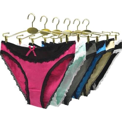 6 Pieces/Lot Underwear Women Panties Cotton Briefs Lace Underpants Low Waist Sexy Knickers Woman Cute Intimate Female Panty