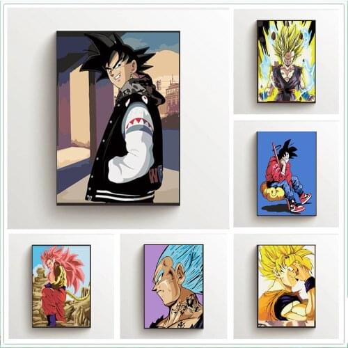Anime Dragon Ball Decoration Canvas Japanese Anime Cartoon Sun Gohan Piccolo Saiyan Childrens Bedroom Hotel Bedside Painting