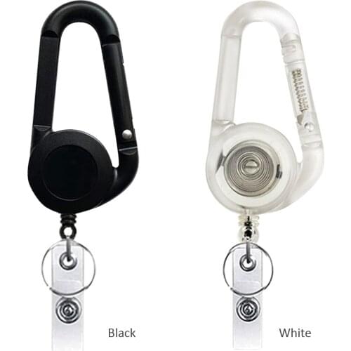 Retractable Key Ring Lanyard Camping Pull Carabiner Anti-lost Rope Buckles Black, White