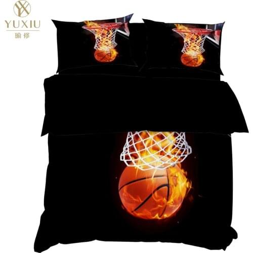 YuXiu 3D Basketball Court Football Bedding Sets 3Pcs Duvet Cover Set Bed Linens Covers Pillowcase King Queen Full Single Size