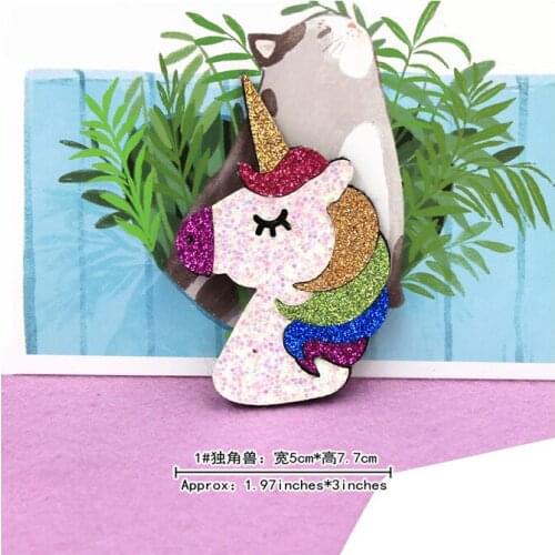 10PCS/Lot Multi style unicorn dinosaur and flamingos Padded Applique Crafts for Children Headwear Hair clip Accessorie