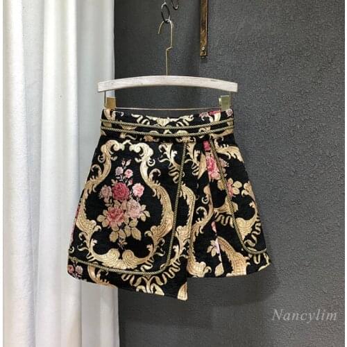 Womens Skirts Autumn and Winter New Retro Heavy Industry Texture Jacquard Fake Two-Piece High Waist A- Line Skirt Femme