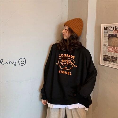 Fake Two-Piece Sweater WomenS Tide Ins Plus Velvet Korean Student Loose 2021 New Spring And Autumn Jacket Thin Top