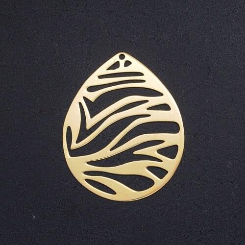 Gold Color Tumbler Shape 45*36mm Stainless Steel Cutting Oval Charm DIY Jewelry Accessories Wholesale 15pcs