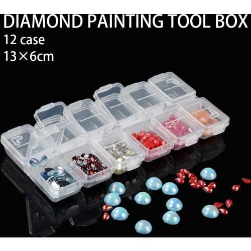 12 Slots Diamond Painting Tool Box Embroidery Accessory Boxes Case Cross Stitch Ring Jewelry Storage Display Organizer Box 2020