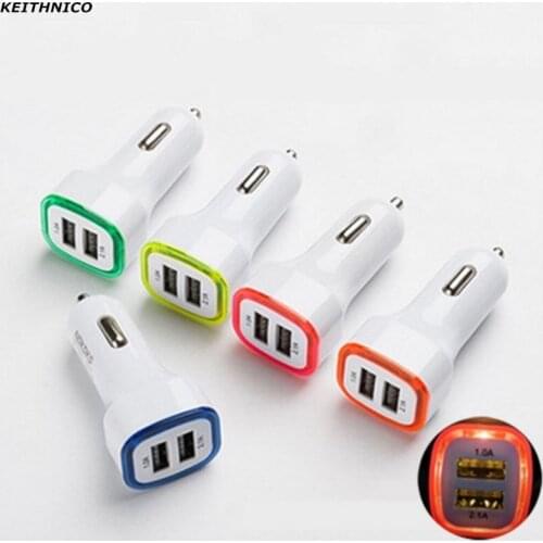 2.1A 1A LED light ring 2 USB Ports Universal Intelligent Charging Dual USB Car Charger For iPhone Samsung Mobile Android Phone