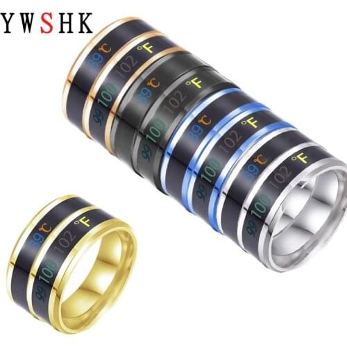 2021 New Fashion Smart Titanium Steel Classic Wedding Couple Modern Women Mens Waterproof Temperature Ring Jewelry Gift