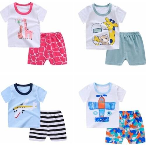 2021 New Children Short Sleeve Suit Boys Fashion T-shirt Shorts Girls Summer Thin Children Wear Baby Clothes