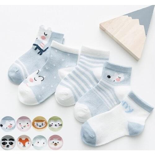 5Pairs/lot Cute Cartoon Baby Socks Breathable Mesh Cotton Baby Boy Socks Thin Summer Baby Girl Socks Newborn Infant Clothing