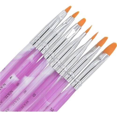 YWK 7 Pcs Acrylic Nail Art Tips UV Gel Builder Set Painting Brush Design Pen DIY #21