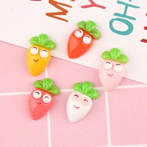 Free Shipping 20pcs/Lot 15*25mm Flatback Cute Vegetable radish Resin Cabochon DIY Jewelry Findings Ornament Accessories Cameo