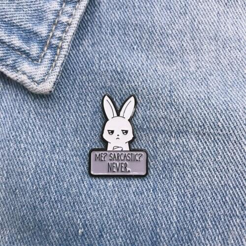 Cartoon Animal Satire Rabbit White Rabbit Letter White Enamel Brooch Alloy Badge Custom Jewelry Punk Woman Jewelry Gift For Kid