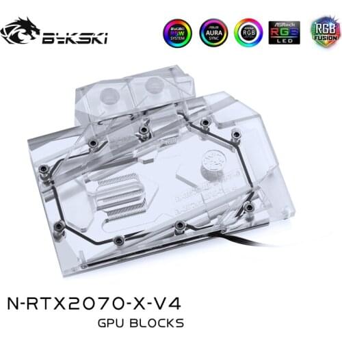 Bykski N-RTX2070-X-V4-water block for NVIDIA RTX2070, basic version, EVGA 2060 / GTX1660Ti, complete GPU coverage, RGB lights