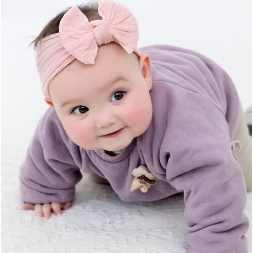 Baby Accessories Infant Baby Girl Cute Soft Bow Headband Newborn Solid Headwear Headdress Nylon Elastic Hair Band Gifts Props