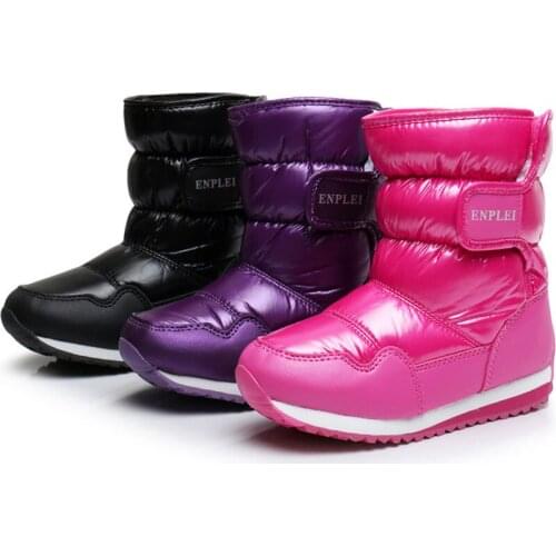 Childrens Rubber Boots For Girls Boys Mid-calf Bungee Lacing Snow Boots Waterproof Girls Boot Sport Shoes Fur Lining Kids Boot